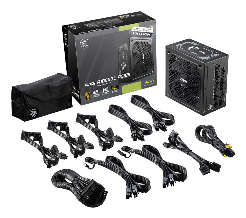 MSI MAG A1000GL PCIE5 power supply unit 1000 W 24-pin ATX ATX Zwart