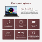 ASUS Zenbook 14 OLED UM3406GA-QD031W Copilot+ PC AMD Ryzen AI 7 445 Laptop 35,6 cm (14") WUXGA 32 GB LPDDR5x-SDRAM 1 TB SSD Wi-Fi 6E (802.11ax) Windows 11 Home Nederlands Zwart