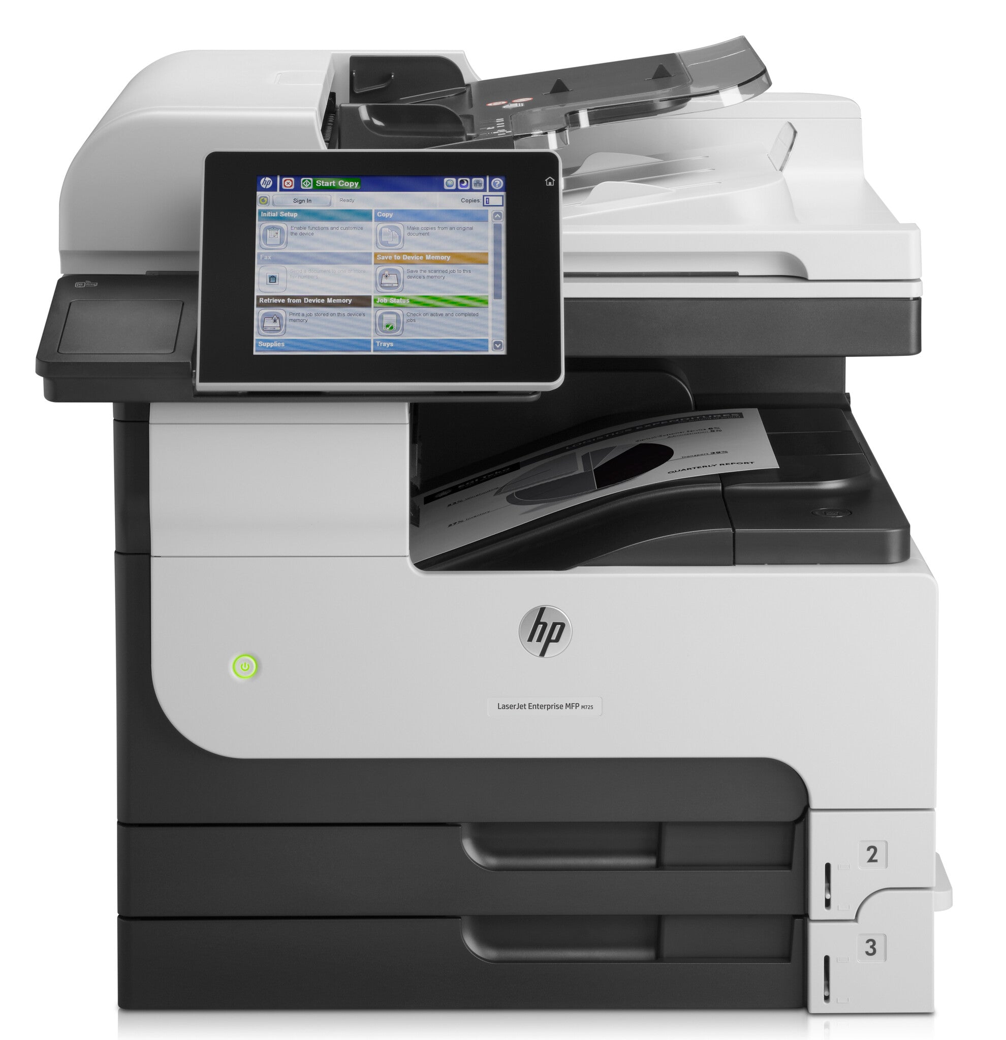 HP LaserJet Enterprise M725dn Multifunction Zwart-wit Printer, Alleen Ethernet; Kopieerapparaat, scanner