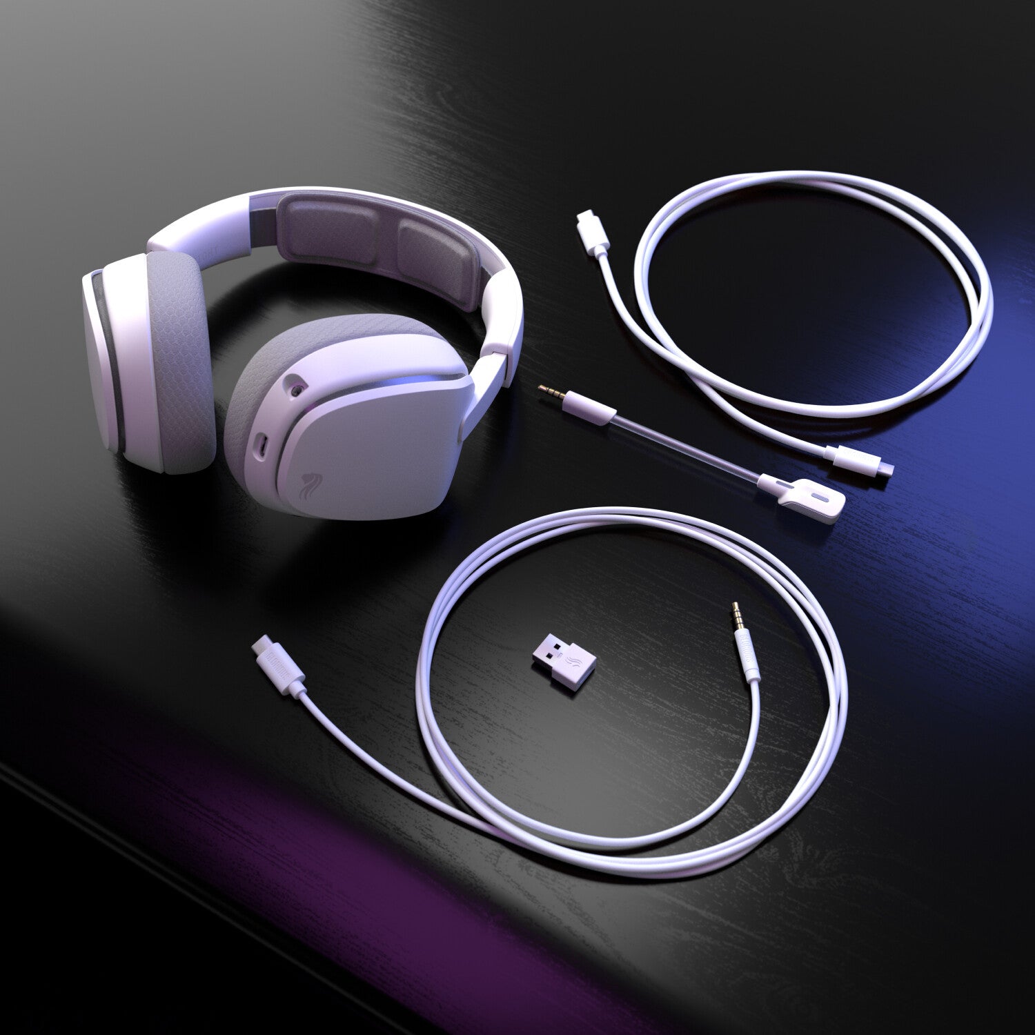 Glorious Gaming Glorious GHS Eternal RGB - Stereo RGB headset voor pc, PS5, PS4, Switch - Custom-tuned, gekantelde drivers, verstelbare, kristalheldere, afneembare mic, USB-C - Duurzaam, dag/nacht comfort - Wit