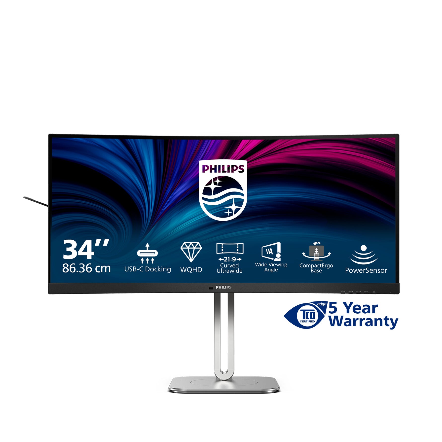 Philips 5000 series 34B2U5600C/00 computer monitor 86,4 cm (34") 3440 x 1440 Pixels Dual QHD LCD Grijs