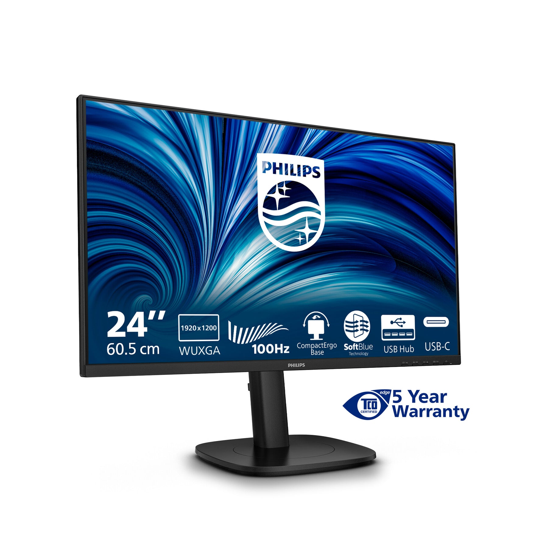 Philips 3000 series 24B2N3200D/00 computer monitor 61,2 cm (24.1") 1920 x 1200 Pixels WUXGA LCD Zwart