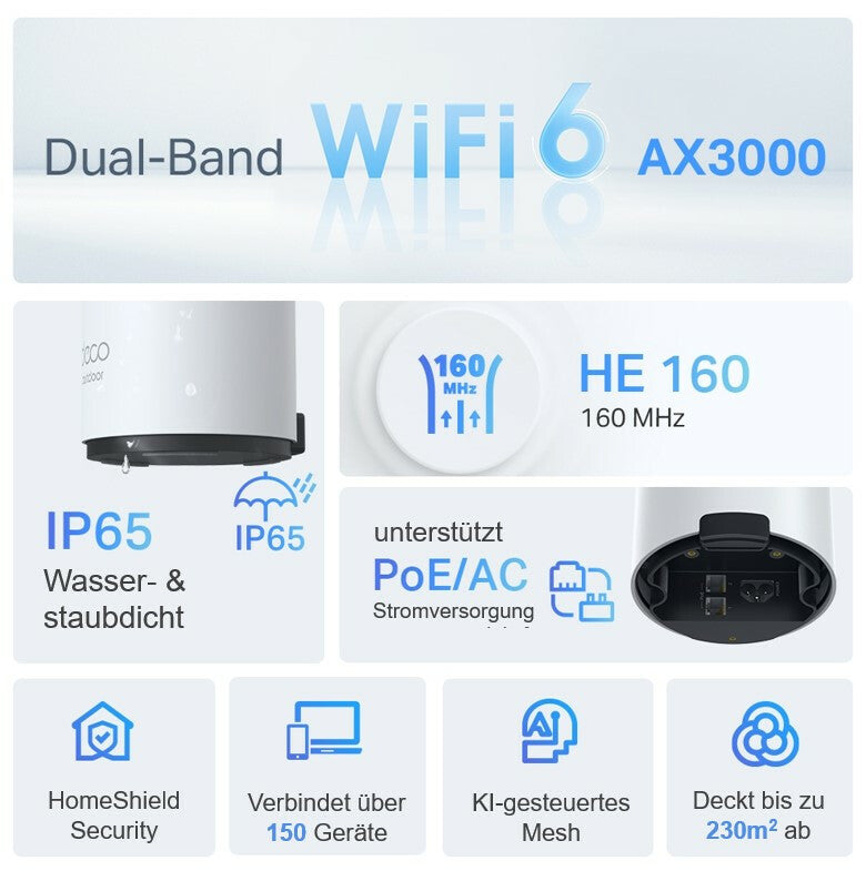 TP-Link Deco X50-Outdoor Dual-band (2.4 GHz / 5 GHz) Wi-Fi 6 (802.11ax) Wit 1 Intern