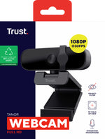 Trust Tanor Full HD Webcam – webcam – Full HD webcam met privacy‑cover – geïntegreerde microfoon – zwart