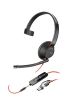 HP Poly Blackwire 5210 mono USB-C-headset + 3,5 mm stekker + USB-C/A-adapter