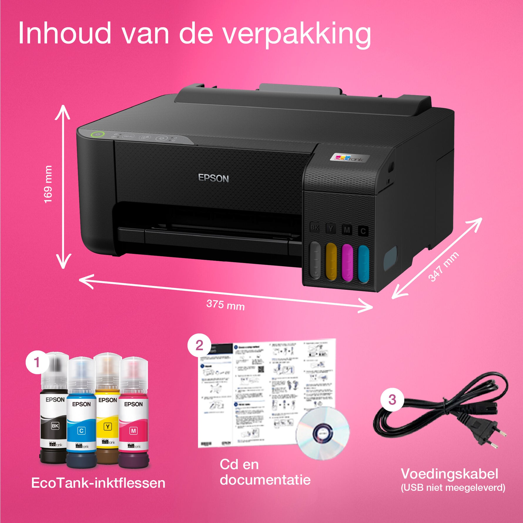 Epson EcoTank ET-1810 A4 Wi-Fi-printer met inkttank, inclusief tot 3 jaar inkt