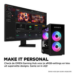 HP OMEN 35L Gaming Desktop GT16-0246nd PC Intel Core Ultra 9 285K 32 GB DDR5-SDRAM 2 TB SSD NVIDIA GeForce RTX 5070 Ti Windows 11 Home Tower AI PC Zwart