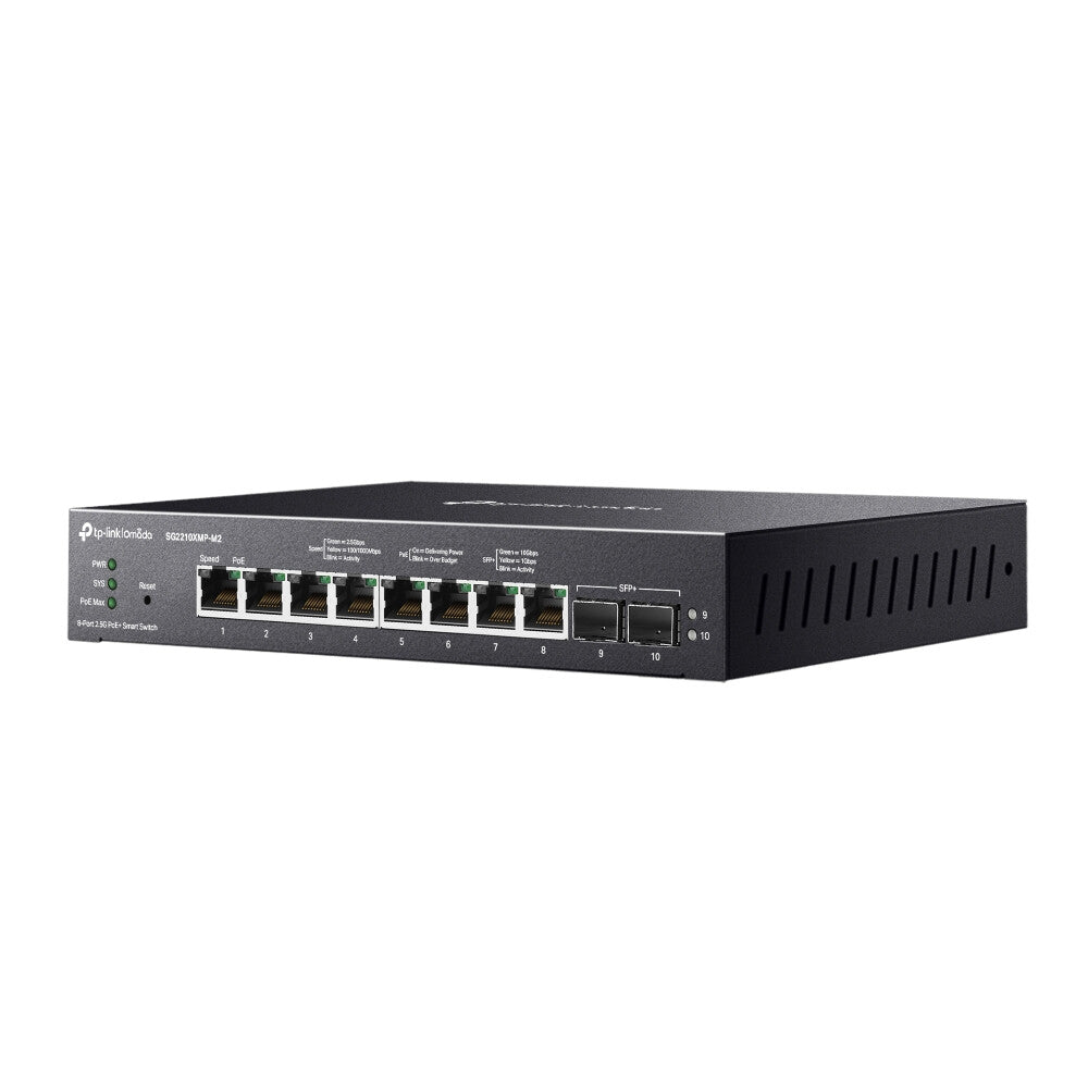 TP-Link Omada SG2210XMP-M2 netwerk-switch Managed L2/L2+ 2.5G Ethernet (100/1000/2500) Power over Ethernet (PoE) Bureaublad-/wandmontage Zwart
