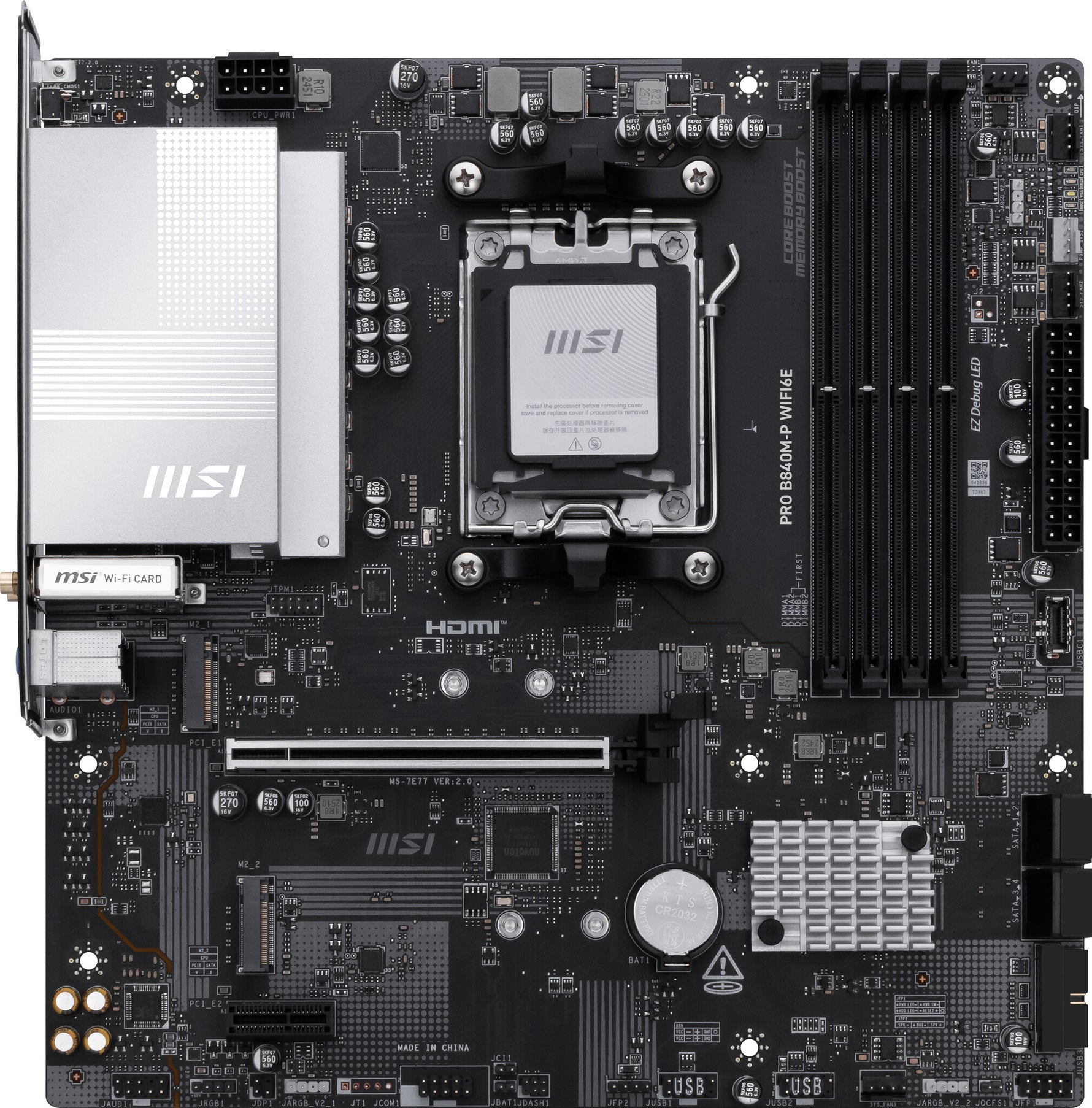 MSI PRO B840M-P WIFI6E moederbord AMD B840 Socket AM5 micro ATX