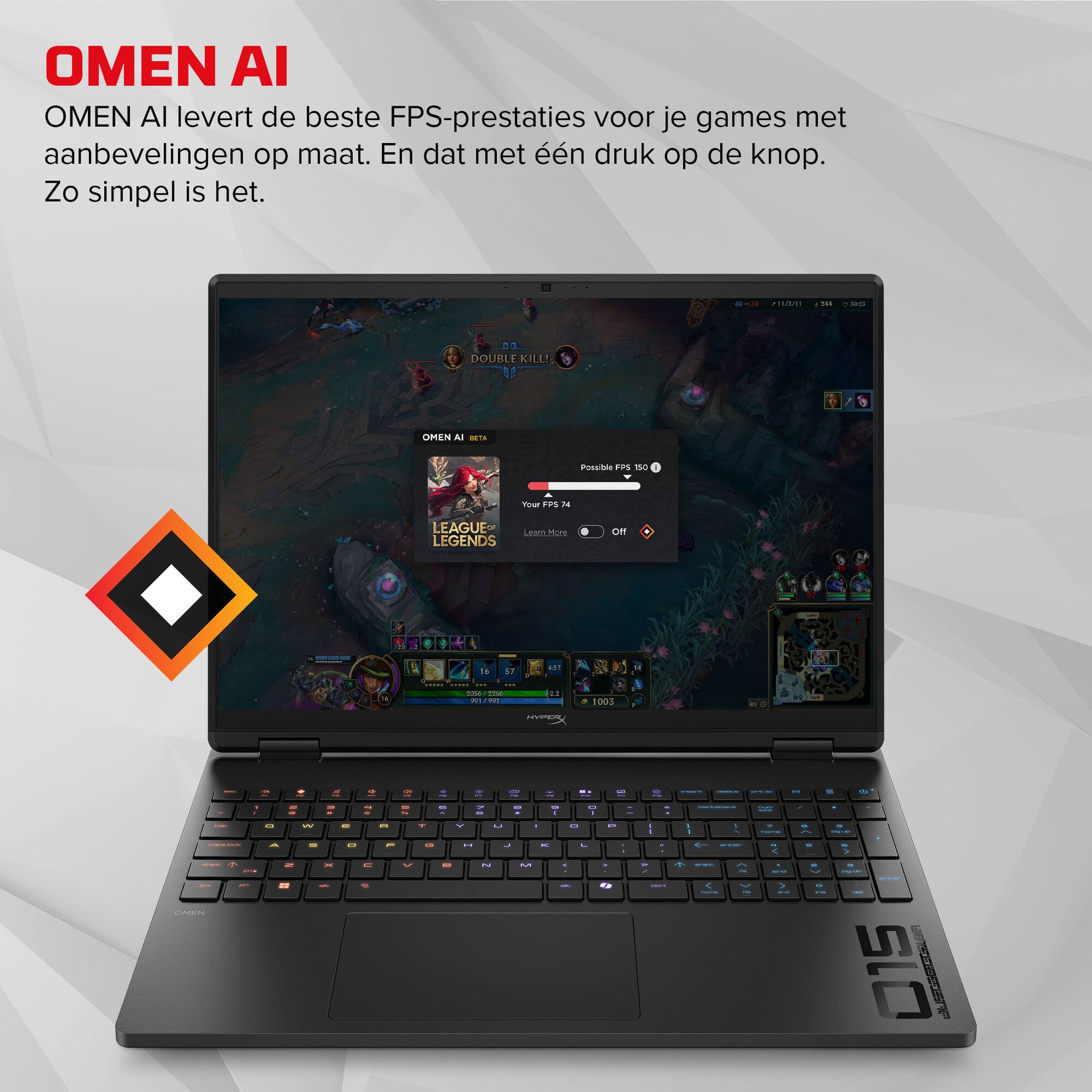 HP HyperX OMEN 15-ga0070nd Intel® Core™ i7 i7-14650HX 38,9 cm (15.3") 2.5K 24 GB DDR5-SDRAM NVIDIA GeForce RTX 5060 Wi-Fi 6 (802.11ax) Windows 11 Home Zwart