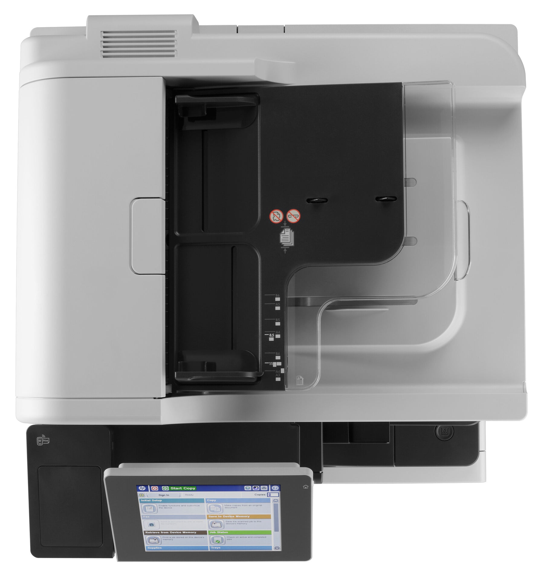 HP LaserJet Enterprise 700 M725z Multifunction Zwart-wit Printer, Alleen Ethernet; Kopieerapparaat, scanner