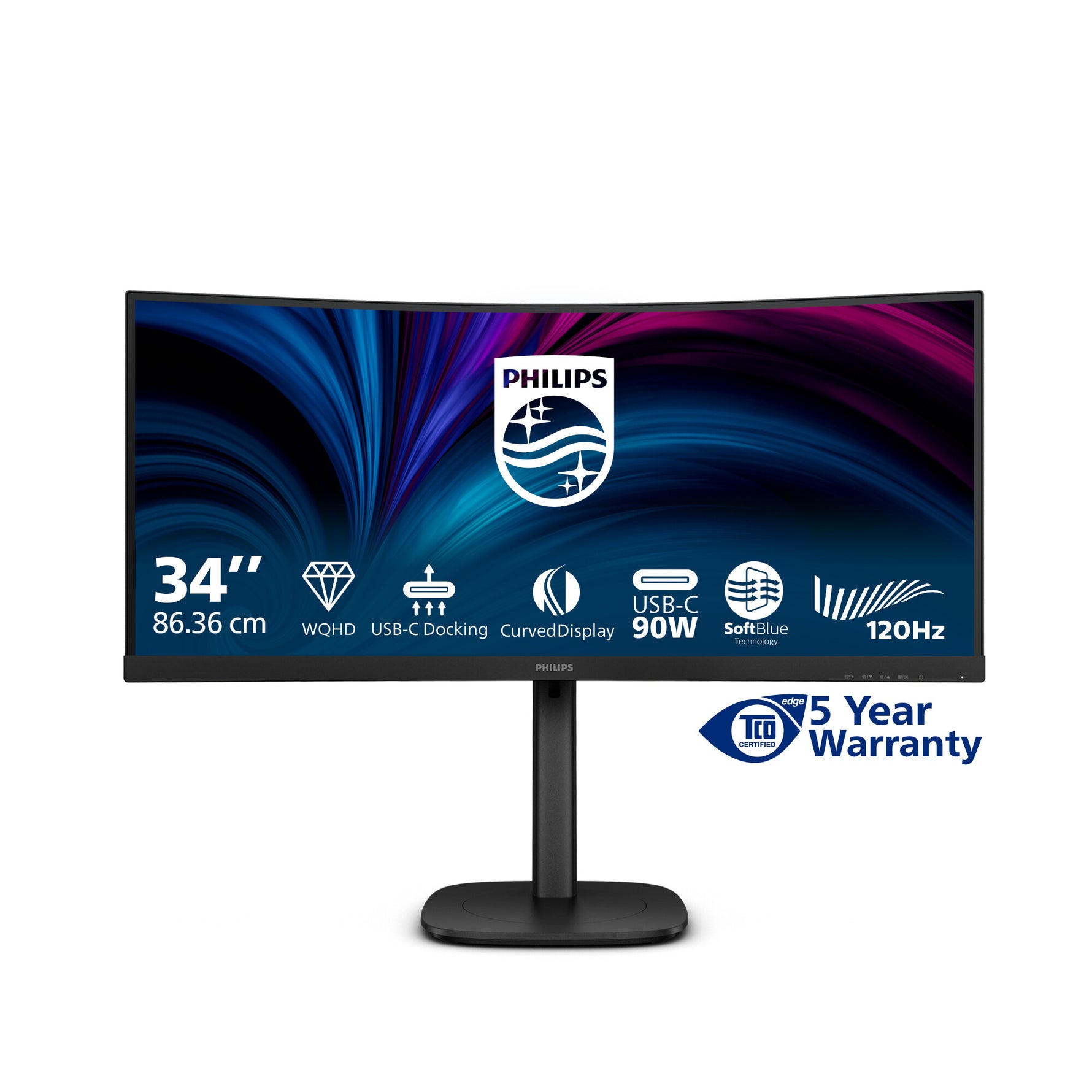 Philips 3000 series 34B2U3600C/00 computer monitor 86,4 cm (34") 3440 x 1440 Pixels Wide Quad HD LCD Zwart