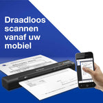 Epson WorkForce ES-60W, snelle draadloze mobiele A4-scanner met Wi-Fi-connectiviteit, ScanSmart-technologie en LCD-scherm