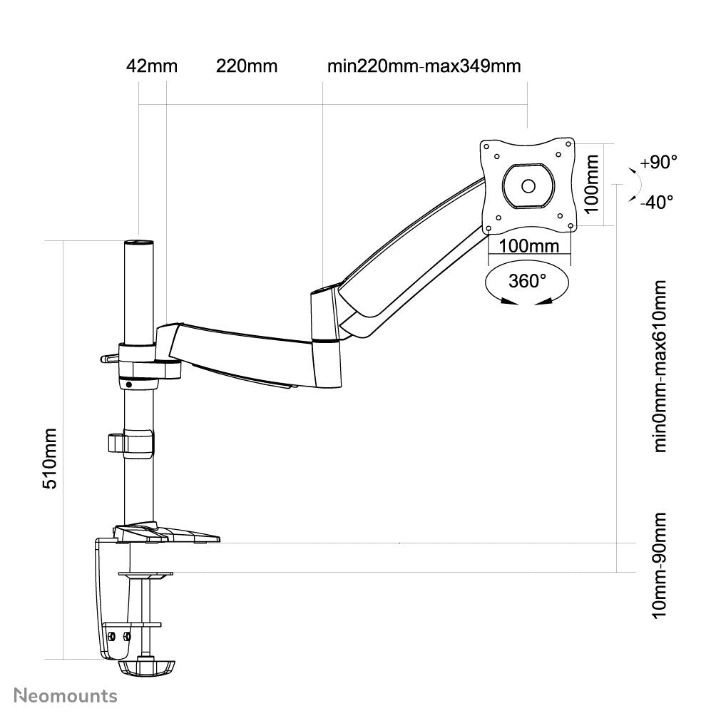 Neomounts FPMA-D950 Monitorarm 13-27" - gasveer