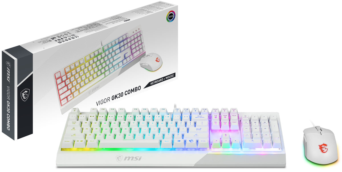 MSI VIGOR GK30 toetsenbord Inclusief muis Gamen USB QWERTY US International Wit