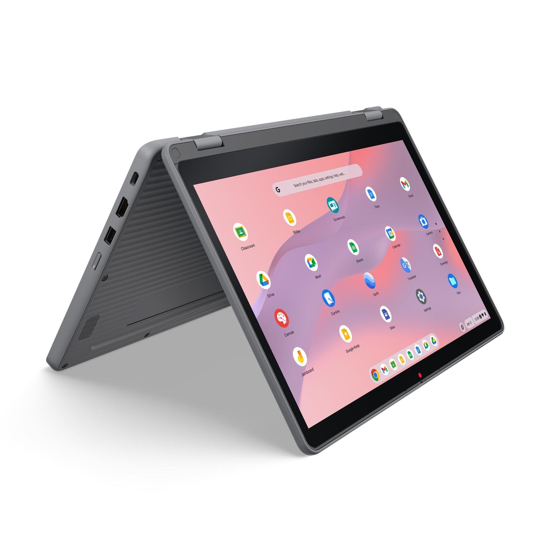 Lenovo Chrome 500e 2in1 G5 M89 MediaTek Kompanio 540 Chromebook 31 cm (12.2") Touchscreen WUXGA 8 GB LPDDR5x-SDRAM 64 GB UFS Wi-Fi 6E (802.11ax) ChromeOS Engels Grijs