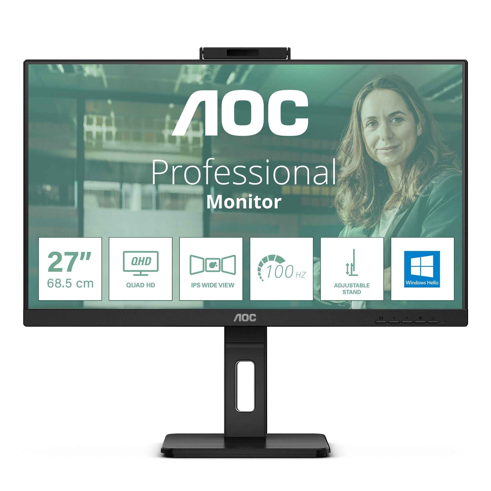AOC Q27P3CW computer monitor 68,6 cm (27") 2560 x 1440 Pixels Quad HD LED Zwart