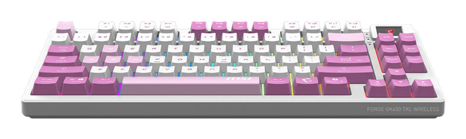 MSI FORGE GK600 TKL WIRELESS VIOLET toetsenbord Gamen USB + Bluetooth QWERTY Brits Engels Roze, Violet, Wit