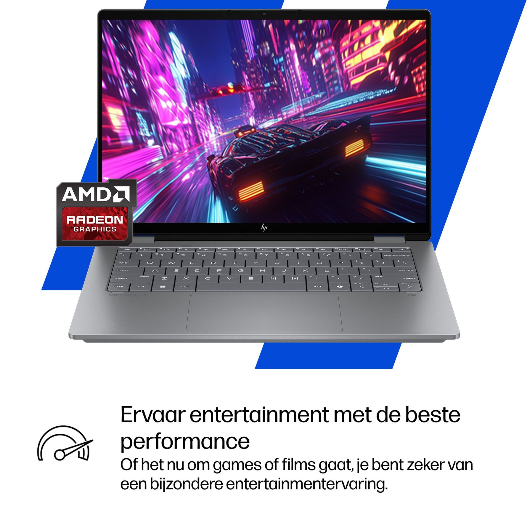 HP OmniBook X FlipNGAI 14-fk0070nd NL Copilot+ PC AMD Ryzen AI 7 350 Hybride (2-in-1) 35,6 cm (14") Touchscreen 3K 16 GB LPDDR5x-SDRAM 1 TB SSD Wi-Fi 7 (802.11be) Windows 11 Home Zilver
