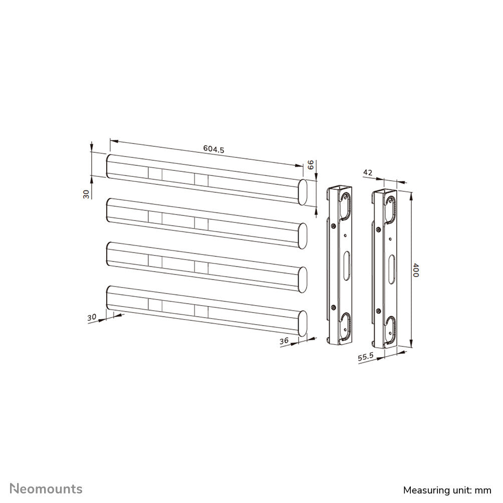 Neomounts AFL55-975BL VESA-uitbreidingkit 86-110" - max 160 kg