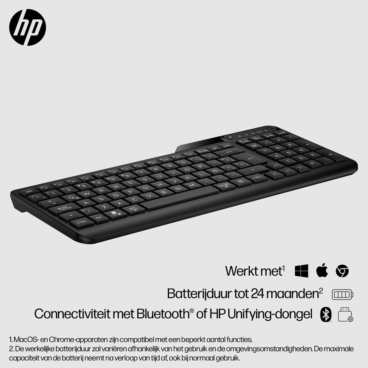 HP 475 DUAL-MODE WL KBD toetsenbord Universeel Bluetooth Zwart