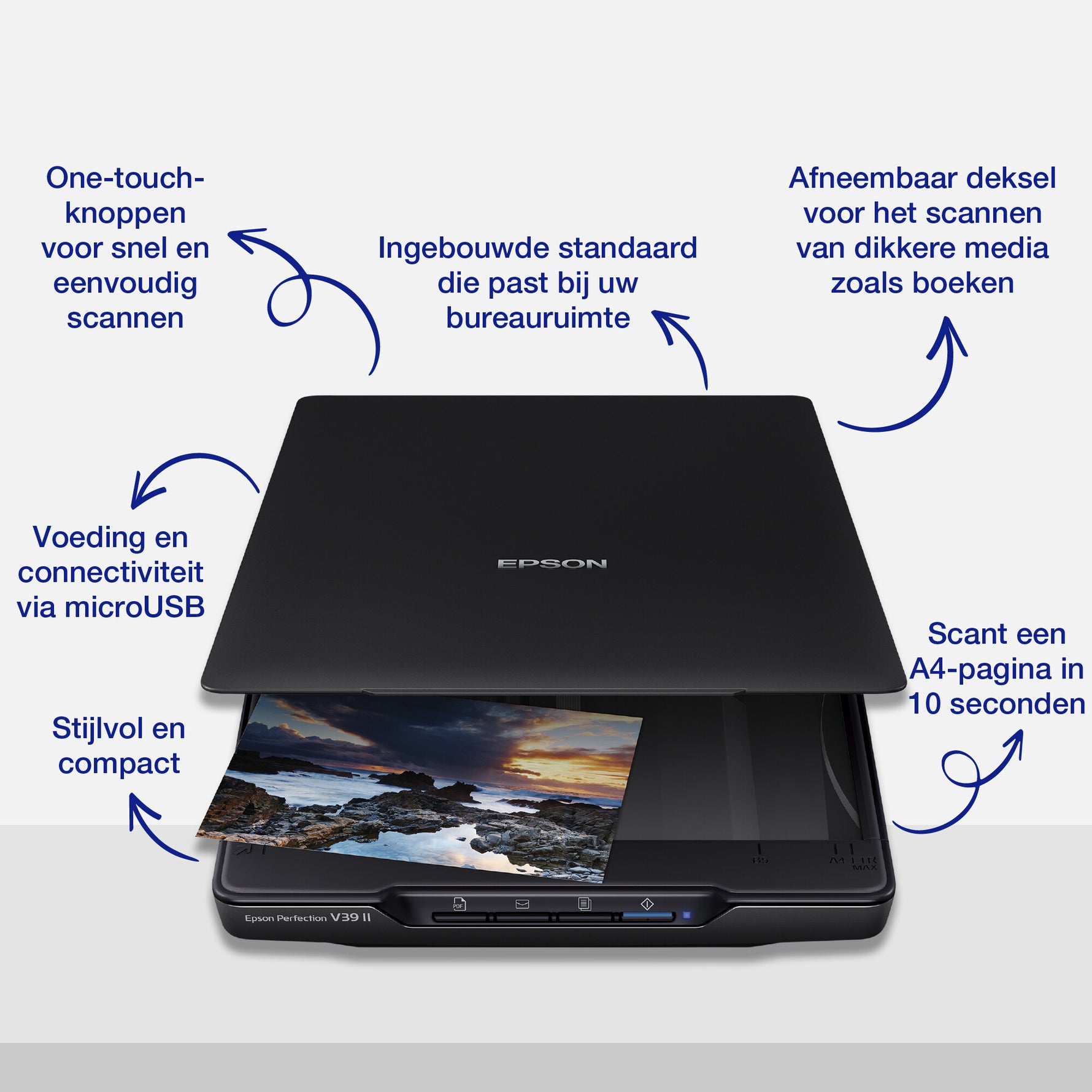 Epson Perfection V39II A4 flatbed foto- en documentscanner met standaard