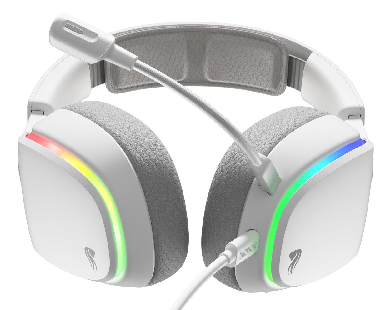 Glorious Gaming Glorious GHS Eternal RGB - Stereo RGB headset voor pc, PS5, PS4, Switch - Custom-tuned, gekantelde drivers, verstelbare, kristalheldere, afneembare mic, USB-C - Duurzaam, dag/nacht comfort - Wit