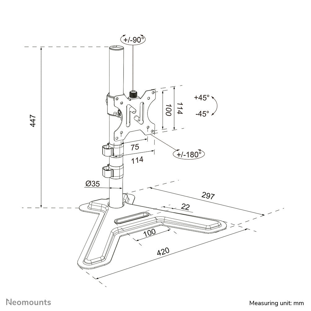 Neomounts DS45-600BL1 Monitorstandaard voor één scherm 10-32"