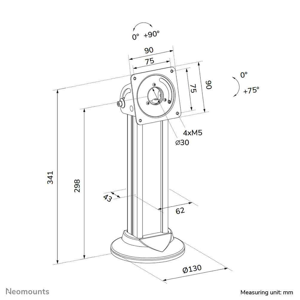 Neomounts DS15-632BL1 Tablet standaard bureau - max 3 kg - vergrendelbaar