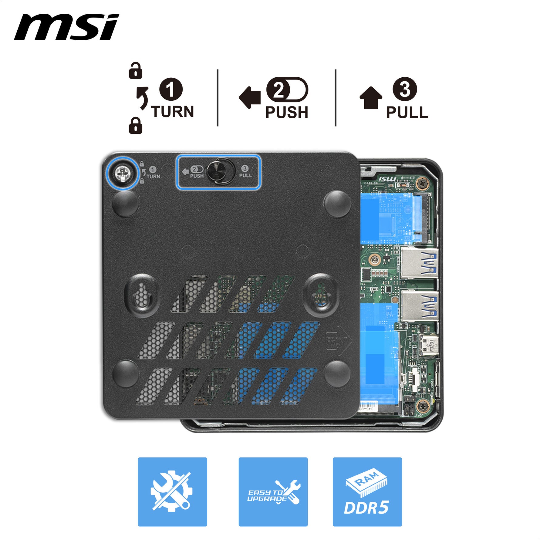 MSI Cubi NUC AI+ 3MG-003BEU USFF Zwart 386H Intel SoC FCBGA2540 4,9 GHz Ingebouwde luidsprekers