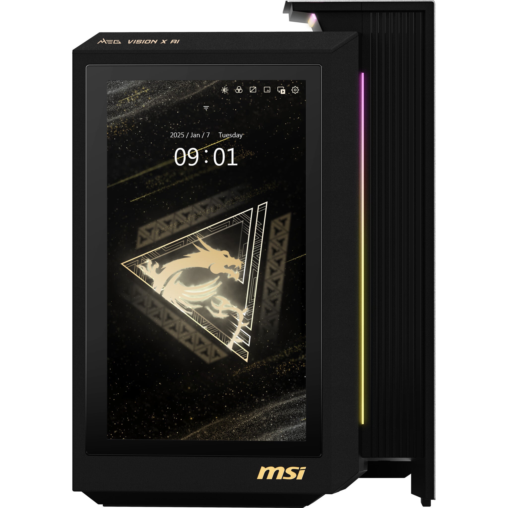 MSI MEG Vision X AI 2NVV7-004EU Intel Core Ultra 7 265K 32 GB DDR5-SDRAM 2 TB SSD NVIDIA GeForce RTX 5080 Windows 11 Home Desktop PC Zwart