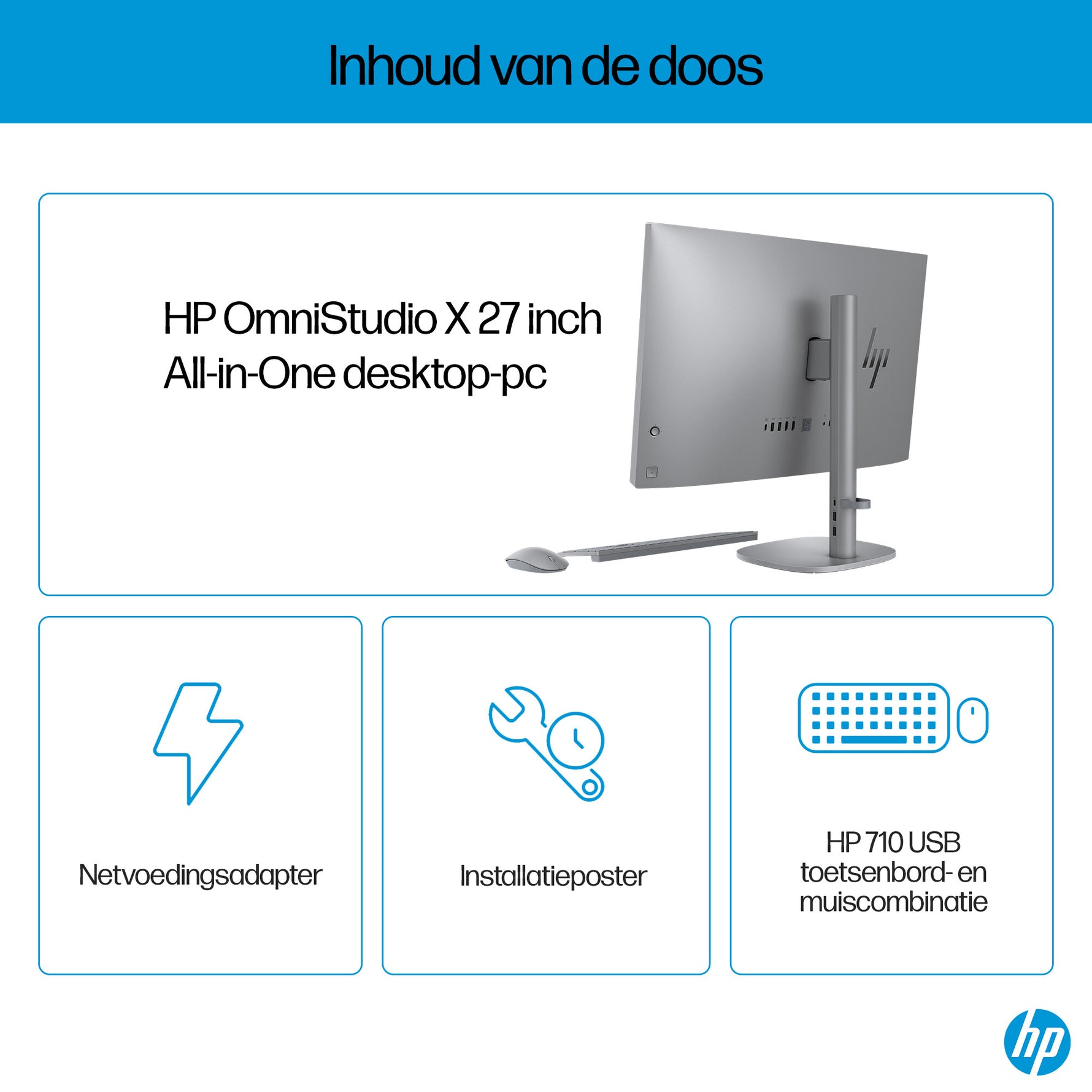 HP OmniStudio X 27-cs0016nd Intel Core Ultra 5 125H 27inch FHD AG 16GB DDR5 512GB PCIe NVMe SSD Intel Arc W11H Meteor Silver 68,6 cm (27") 1920 x 1080 Pixels Alles-in-één-pc DDR5-SDRAM Windows 11 Home Wi-Fi 7 (802.11be)