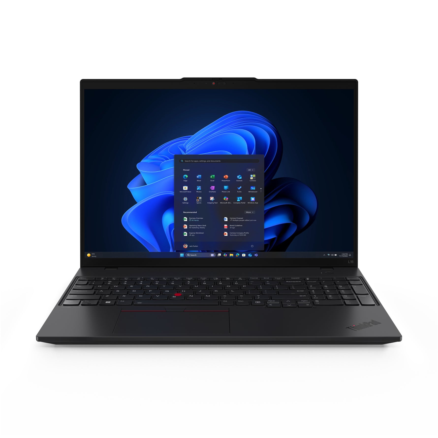 Lenovo ThinkPad L16 Gen 2 (Intel) Intel Core Ultra 7 255U Laptop 40,6 cm (16") WUXGA 16 GB DDR5-SDRAM 512 GB SSD Wi-Fi 6E (802.11ax) Windows 11 Pro Engels Zwart