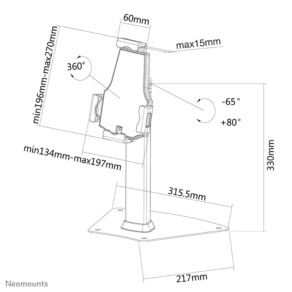 Neomounts TABLET-D150SILVER Tablet standaard bureau 7.9-10.5" - vergrendelbaar - universeel