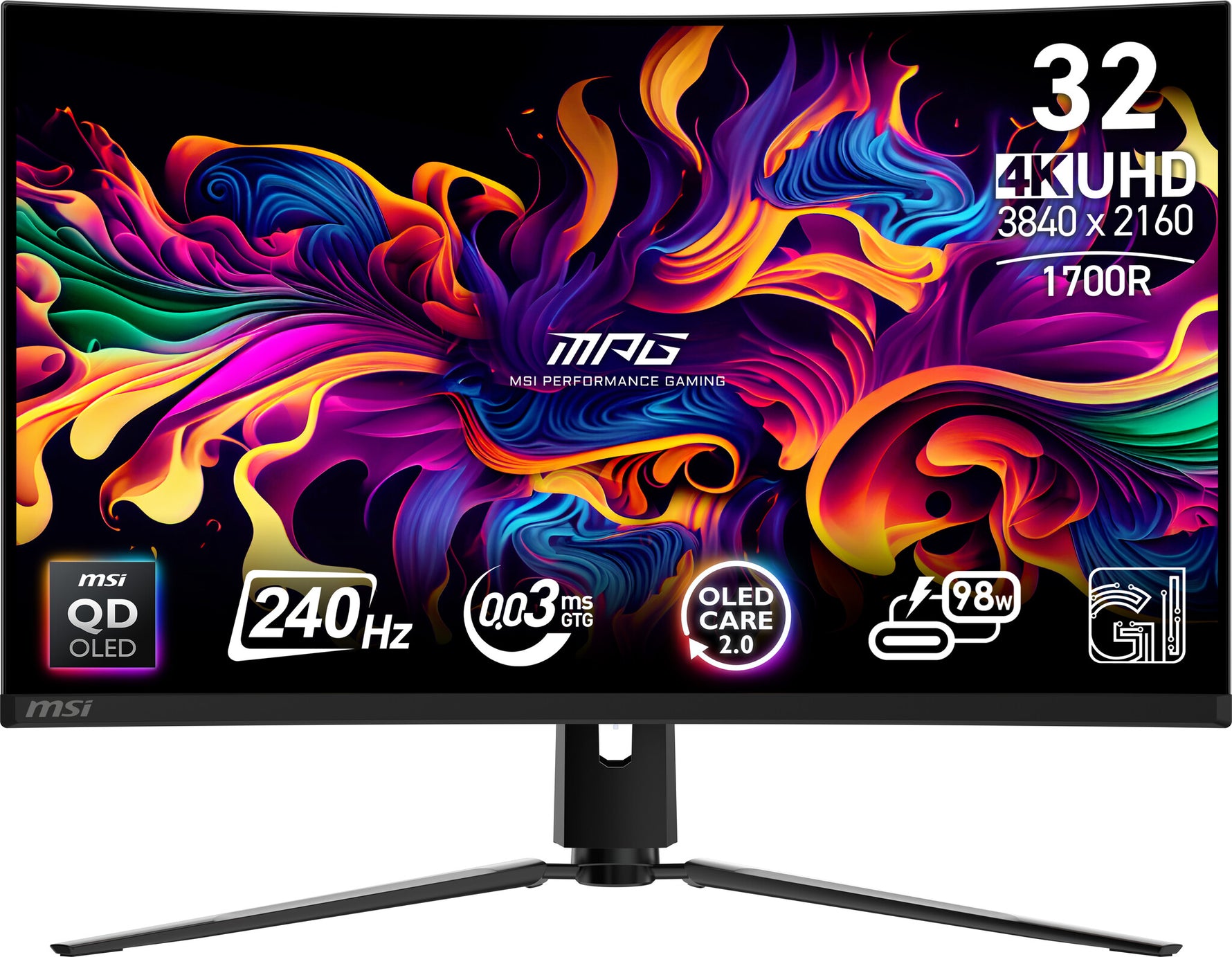 MSI MPG 321CURX QD-OLED computer monitor 80 cm (31.5") 3840 x 2160 Pixels 4K Ultra HD Zwart