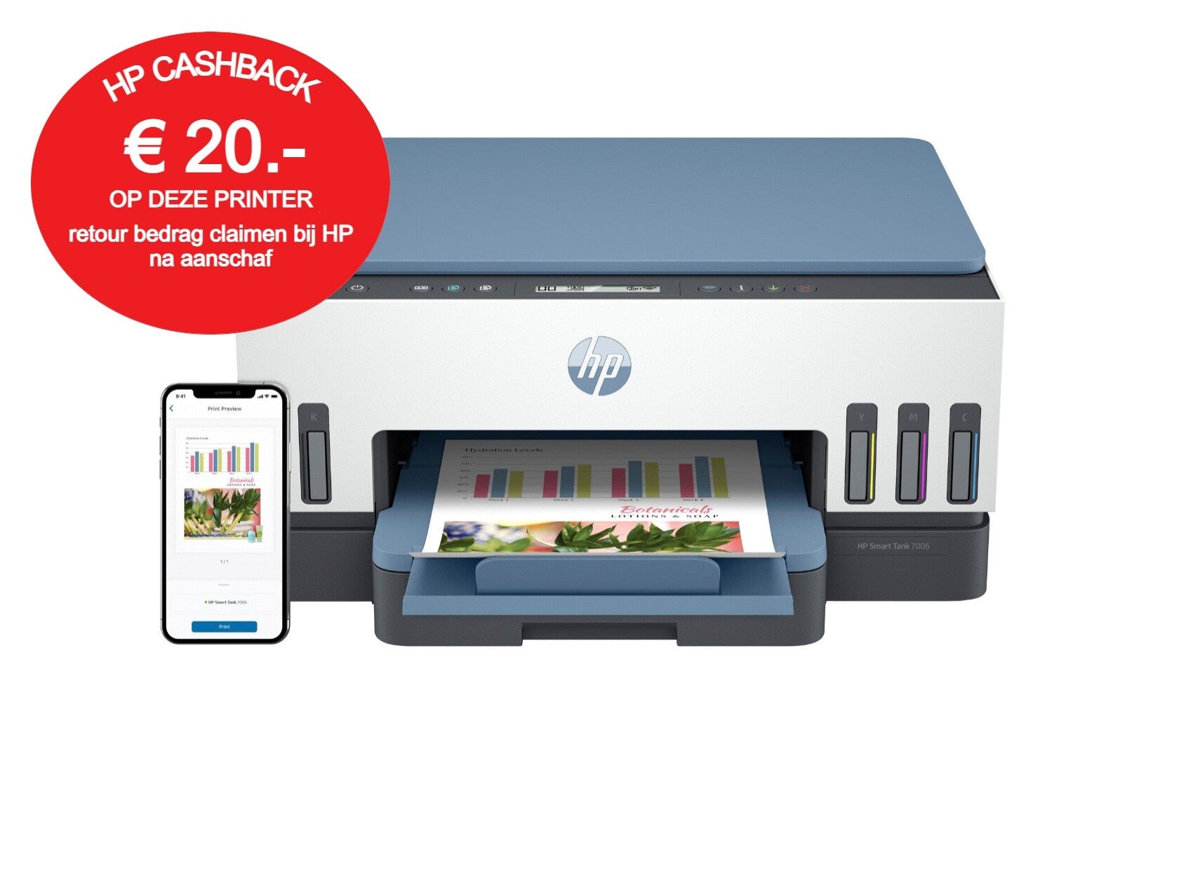 HP Smart Tank 7006 Draadloos All-in-One Kleur Printer, Dubbelzijdig printen; Kopieerapparaat, Scanner