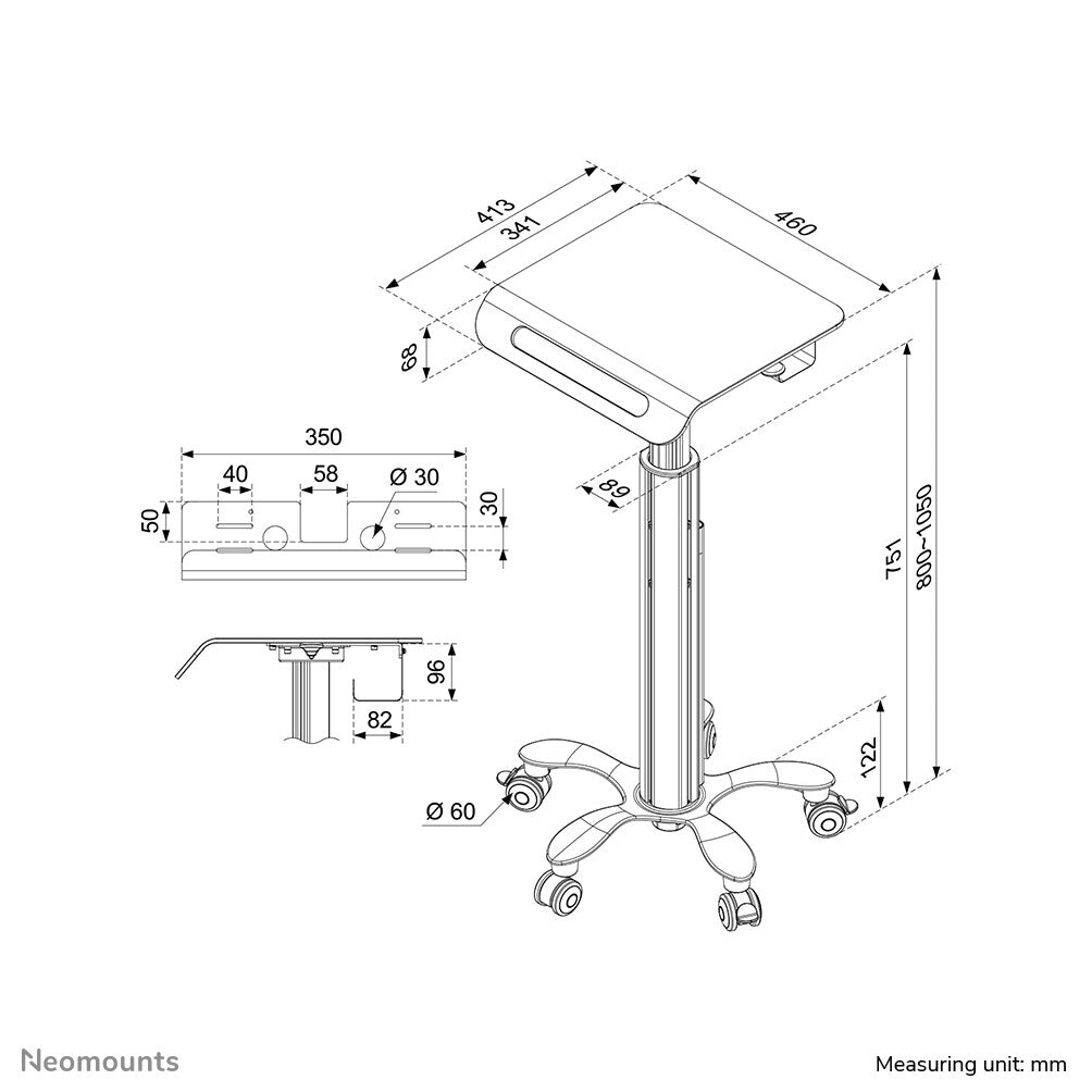 Neomounts MED-M050 Medisch mobiel werkstation 10-18