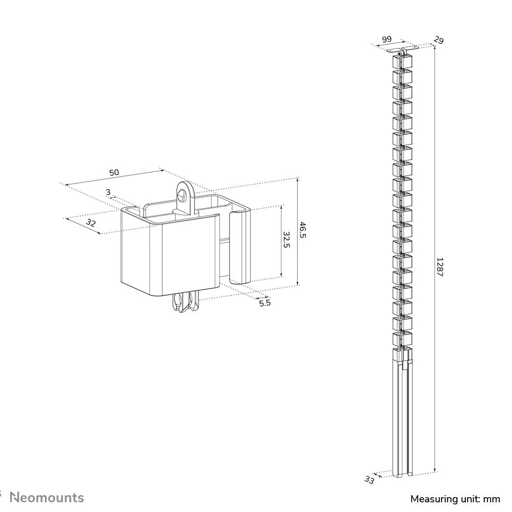 Neomounts ADS06-133WH Kabelgeleider - schroefbevestiging - universeel