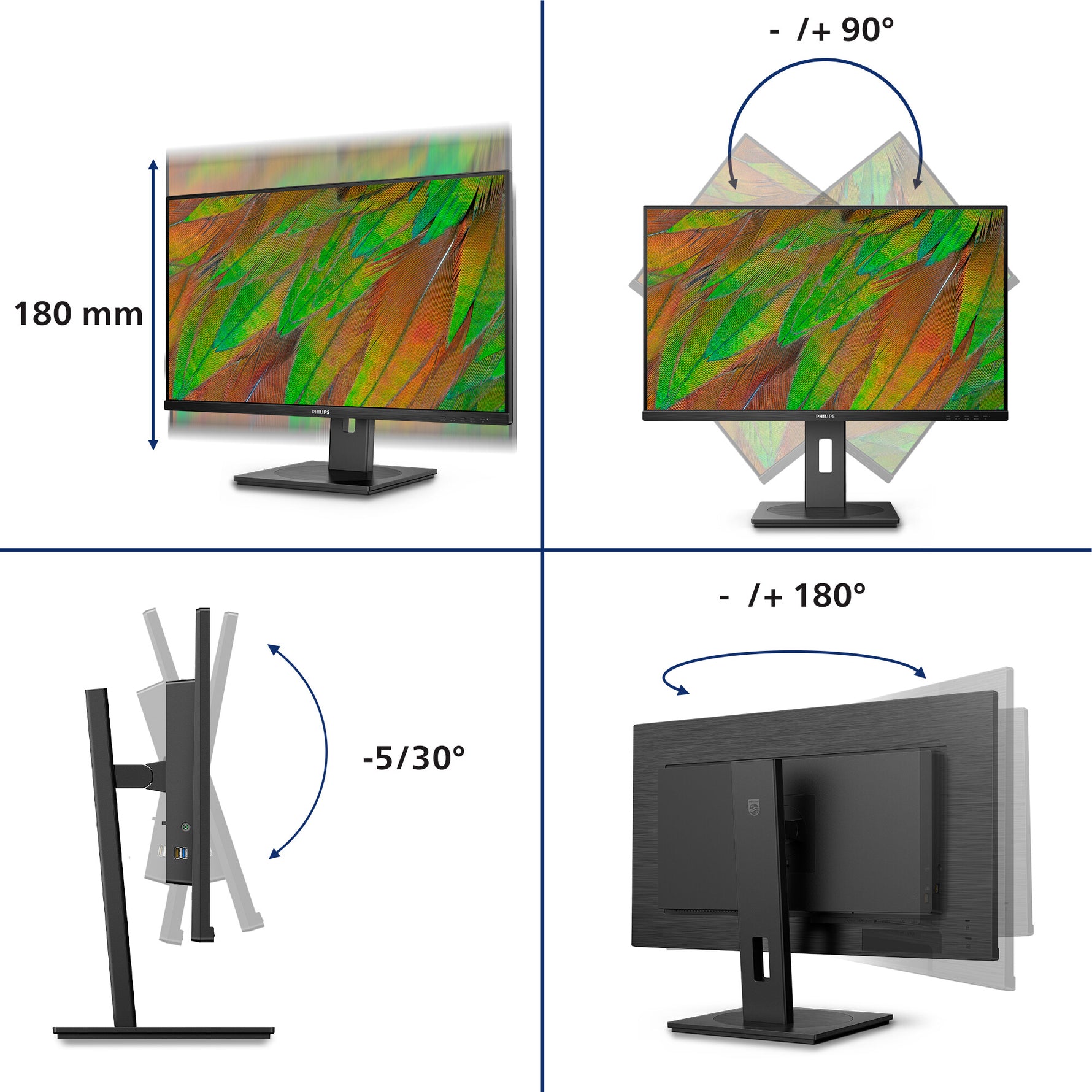 Philips 3000 series 32B1U3900/00 computer monitor 80 cm (31.5") 3840 x 2160 Pixels 4K Ultra HD LCD Zwart