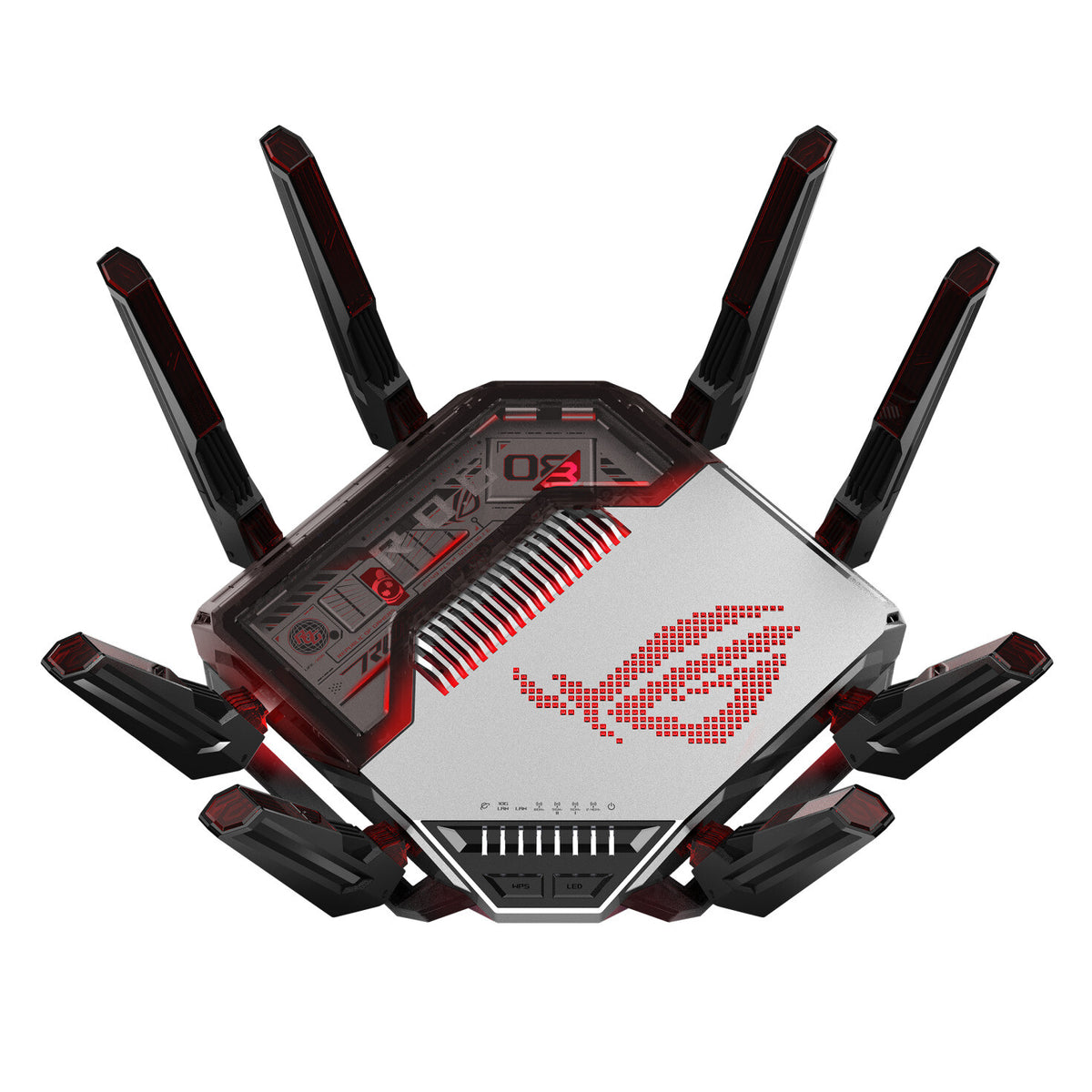 ASUS ROG Rapture GT-BN98 draadloze router 10 Gigabit Ethernet Quad-band (2.4 GHz / 5 GHz-1 / 5 GHz-2 / 6 GHz) Zwart, Wit