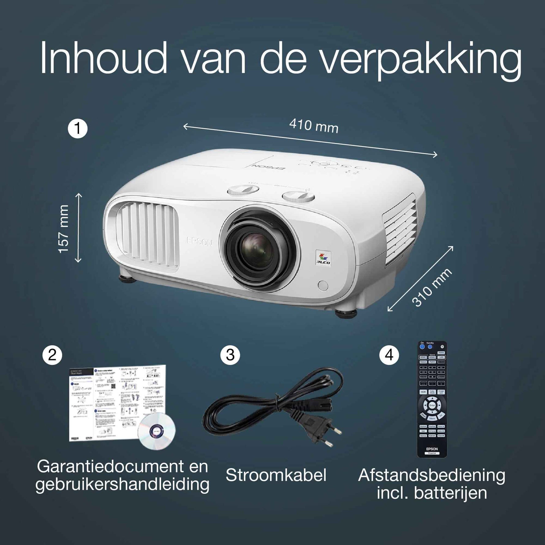 Epson EH-TW7100 4K PRO-UHD-projector, 3000 lumen, scherm van maximaal 500 inch