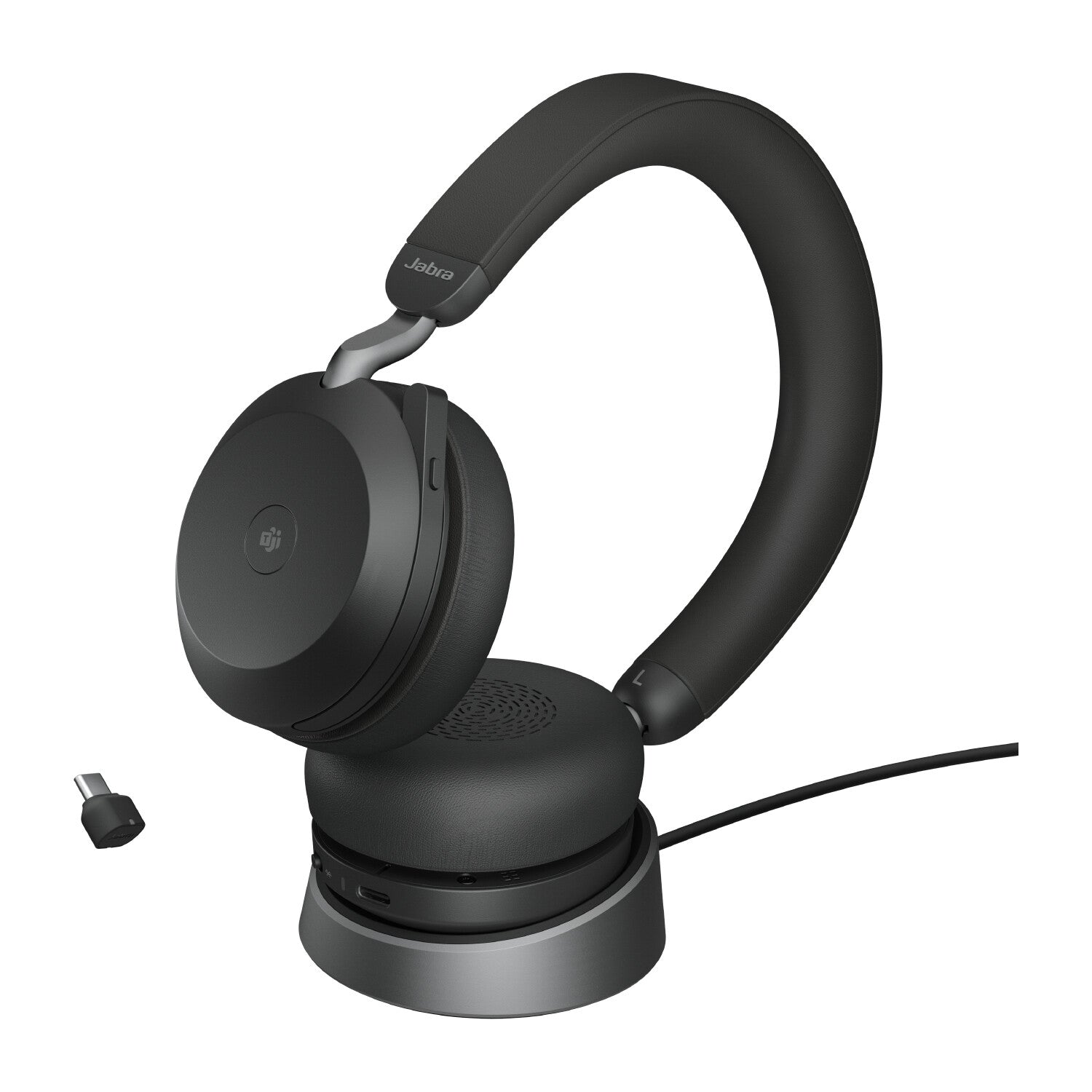 Jabra Evolve2 75 Headset Bedraad en draadloos Hoofdband Oproepen/muziek USB Type-C Bluetooth Oplaadhouder Zwart