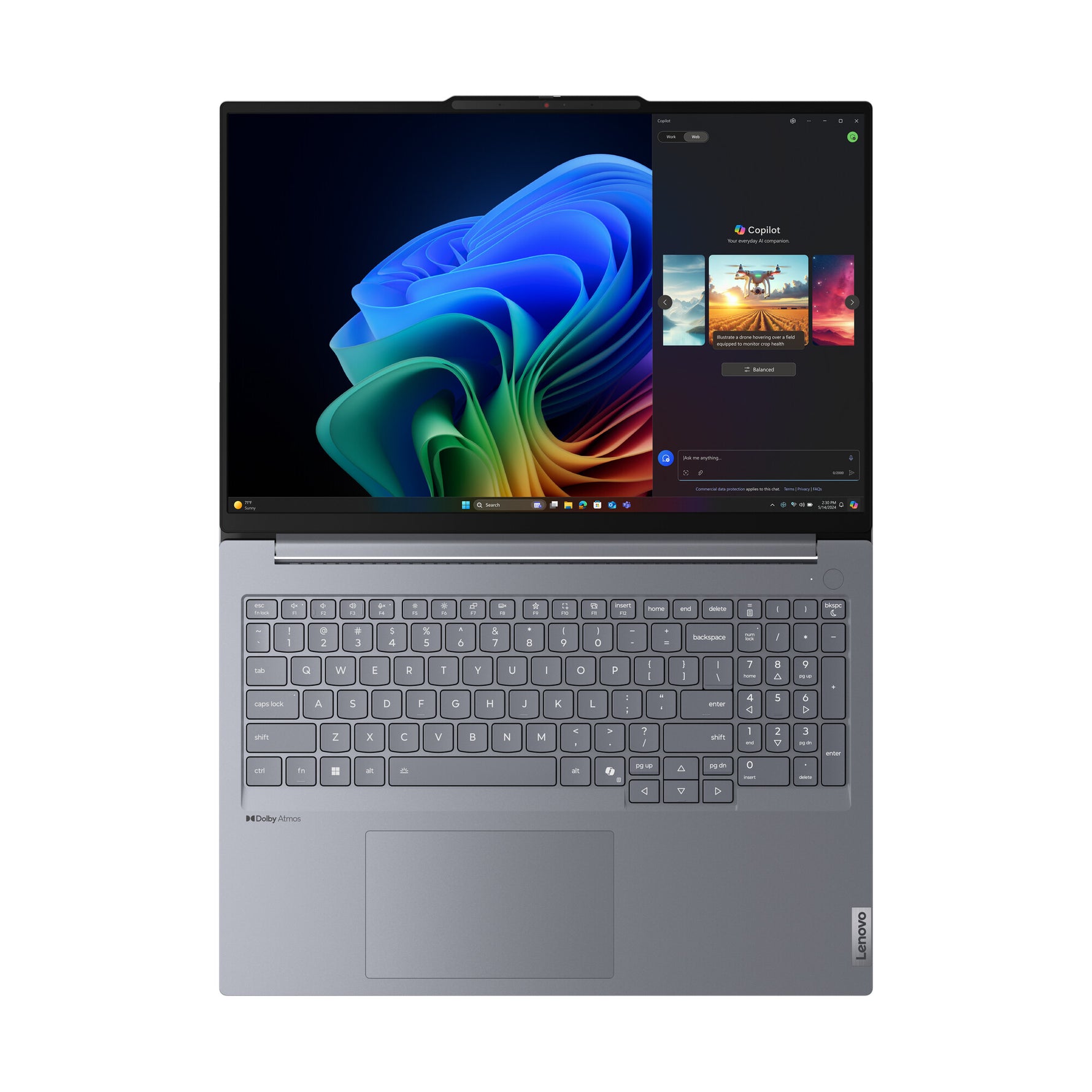 Lenovo ThinkBook 16 G7 QOY Copilot+ PC Snapdragon X1P-42-100 Laptop 40,6 cm (16") WUXGA 32 GB LPDDR5x-SDRAM 1 TB SSD Wi-Fi 7 (802.11be) Windows 11 Pro Belgisch Grijs