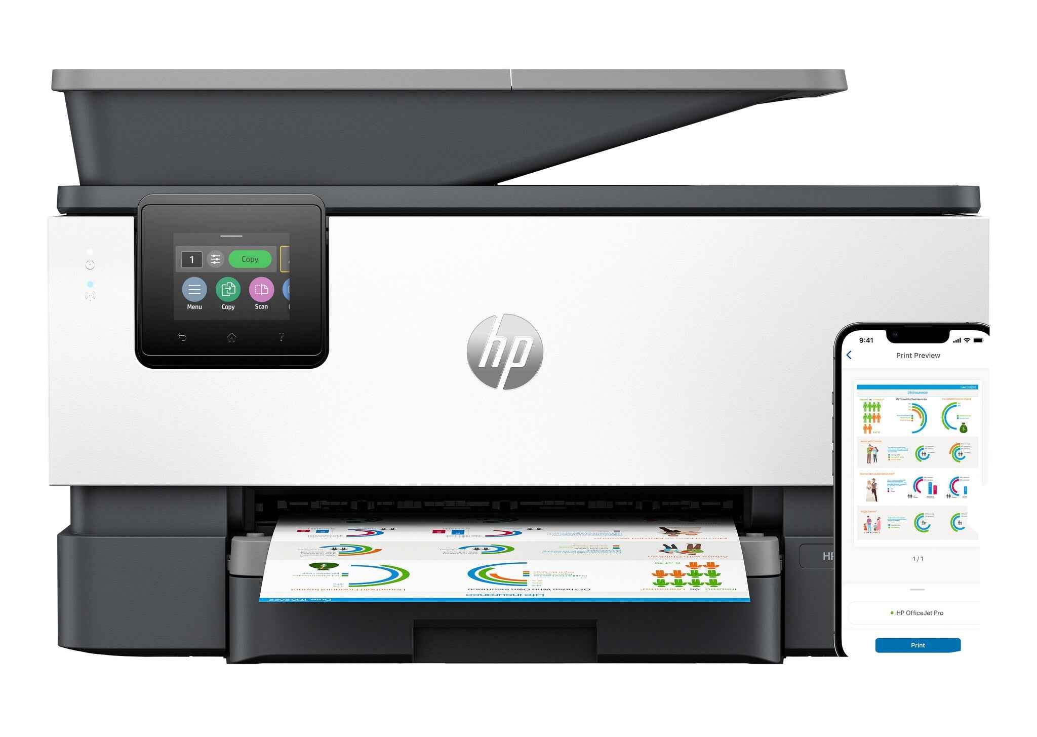 HP OfficeJet Pro 9122e Draadloos All-in-One Kleur Printer, Instant Ink; Dubbelzijdig printen