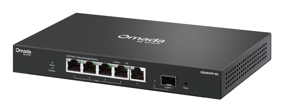 TP-Link ES206XPP-M2 netwerk-switch Managed L2 2.5G Ethernet (100/1000/2500) Power over Ethernet (PoE) Bureaublad-/wandmontage Zwart