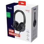 Trust Ayda Max USB Headset - USB headset voor kantoor en calls – Opklapbare microfoon – 40 mm drivers – Zwart