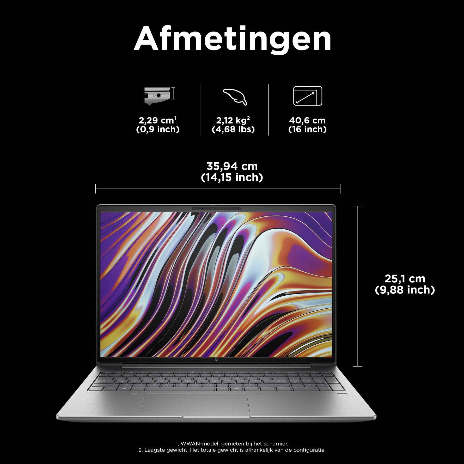 HP ZBook Power G11 A AMD Ryzen™ 9 8945HS Mobiel werkstation 40,6 cm (16") WQXGA 64 GB DDR5-SDRAM 1 TB SSD NVIDIA RTX 2000 Ada Wi-Fi 6E (802.11ax) Windows 11 Pro AI PC Grijs
