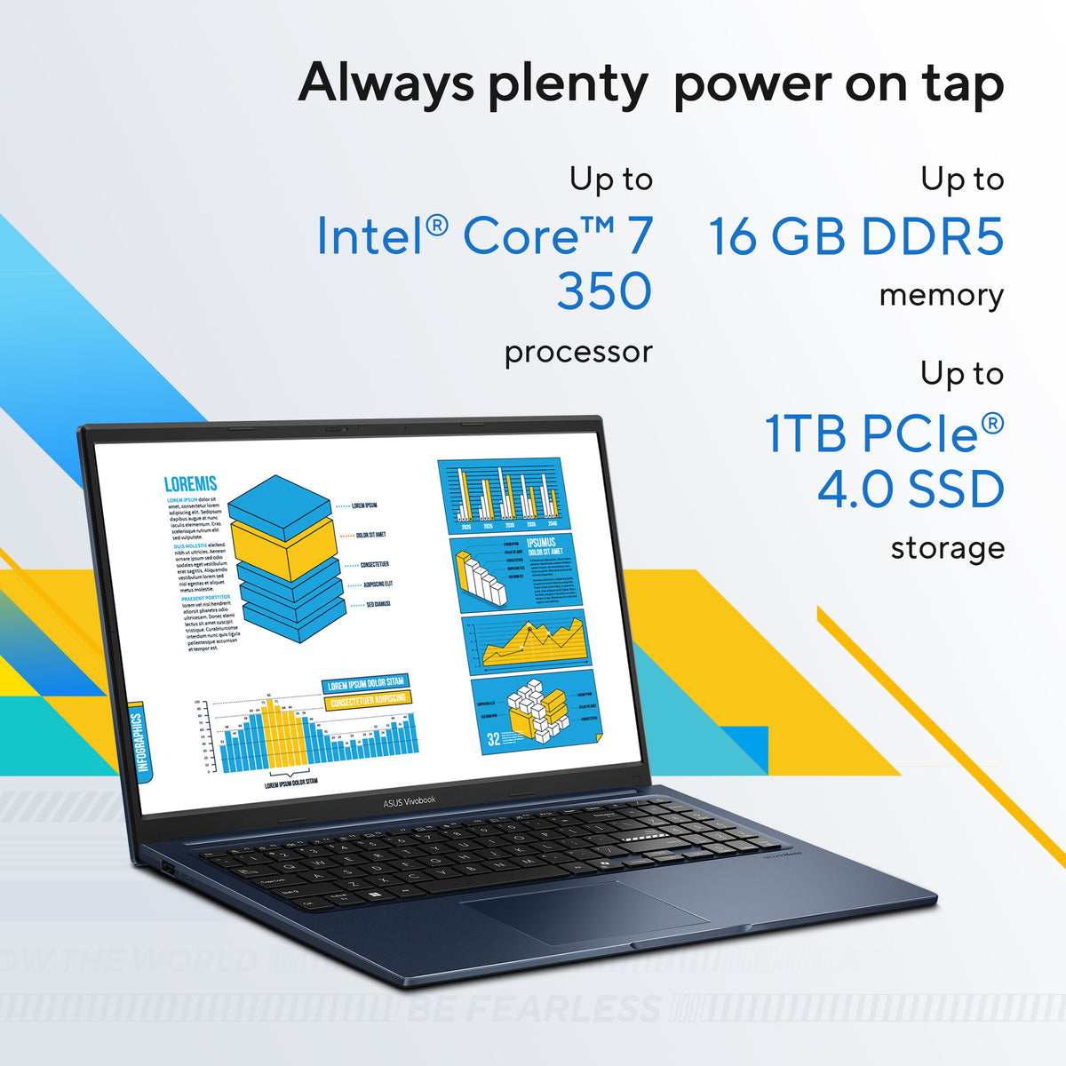 ASUS Vivobook 15 X1504MA-BQ588W Intel Core 3 304 Laptop 39,6 cm (15.6") Full HD 8 GB DDR5-SDRAM 256 GB SSD Wi-Fi 6 (802.11ax) Windows 11 Home Blauw AZERTY Belgisch