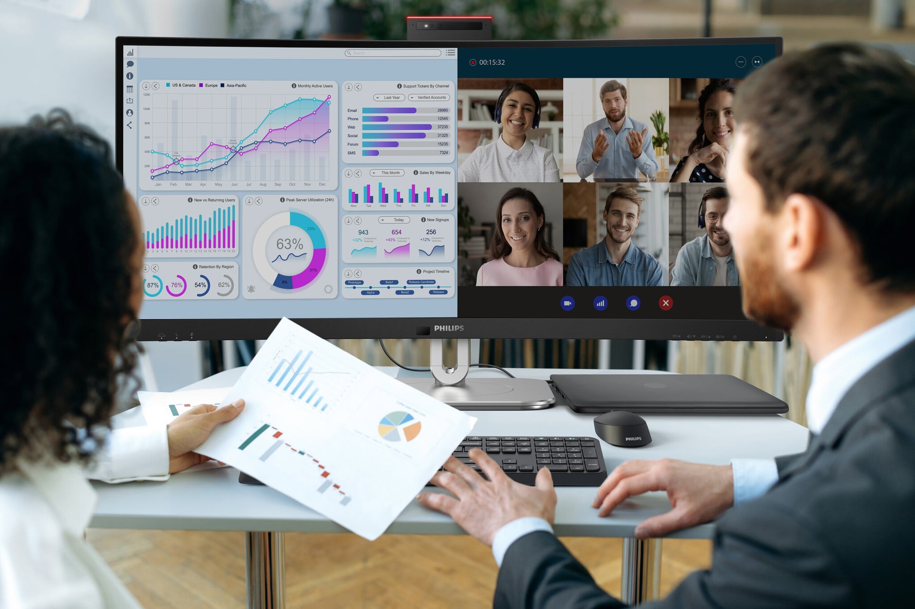 Philips 6000 series 34B2U6603CH/00 computer monitor 86,4 cm (34") 3440 x 1440 Pixels Wide Quad HD LCD Grijs
