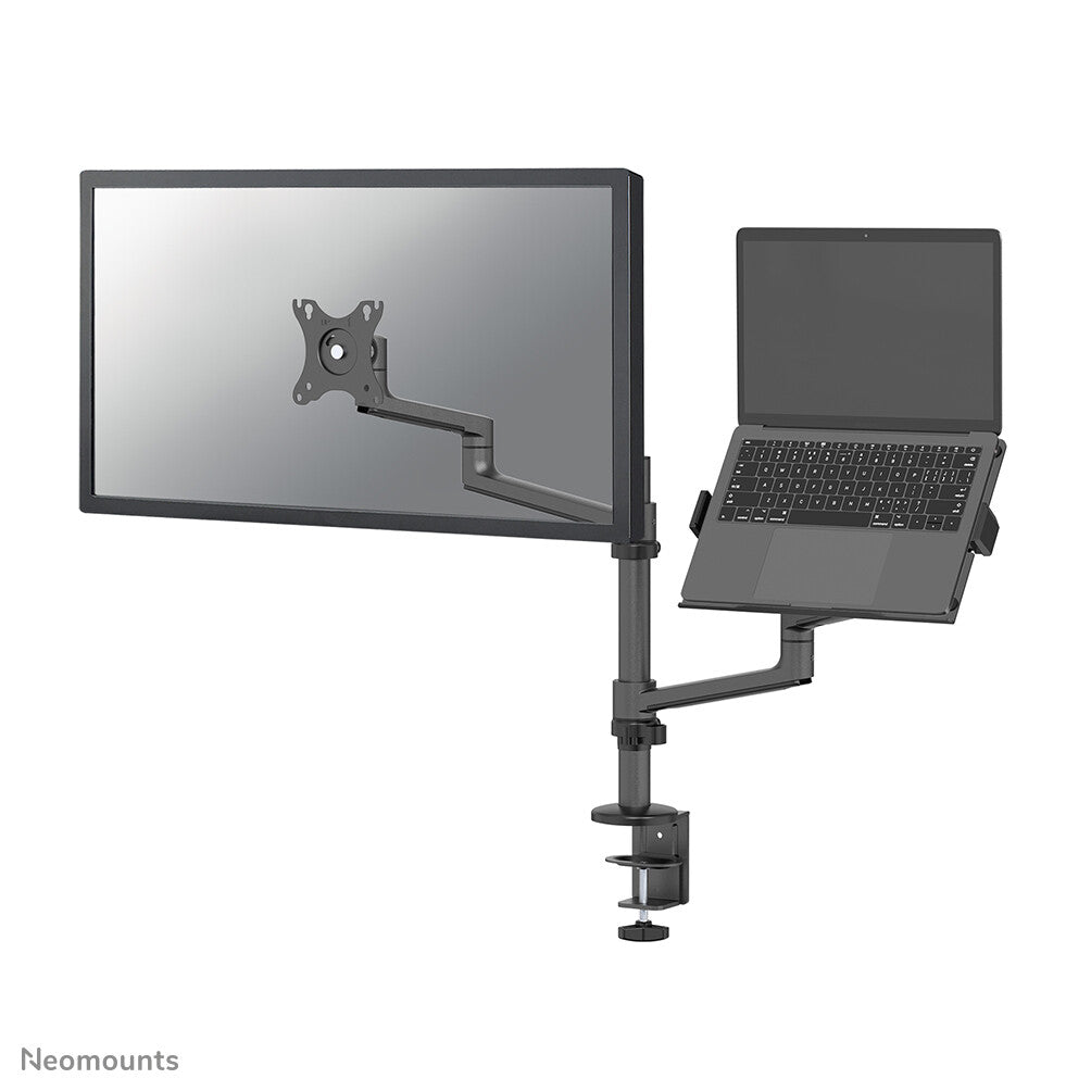 Neomounts DS20-425BL2 Monitorarm met laptophouder 17-27" - ruimtebesparend